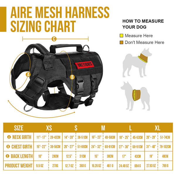 AIRE MESH BLACK: Sizing Chart