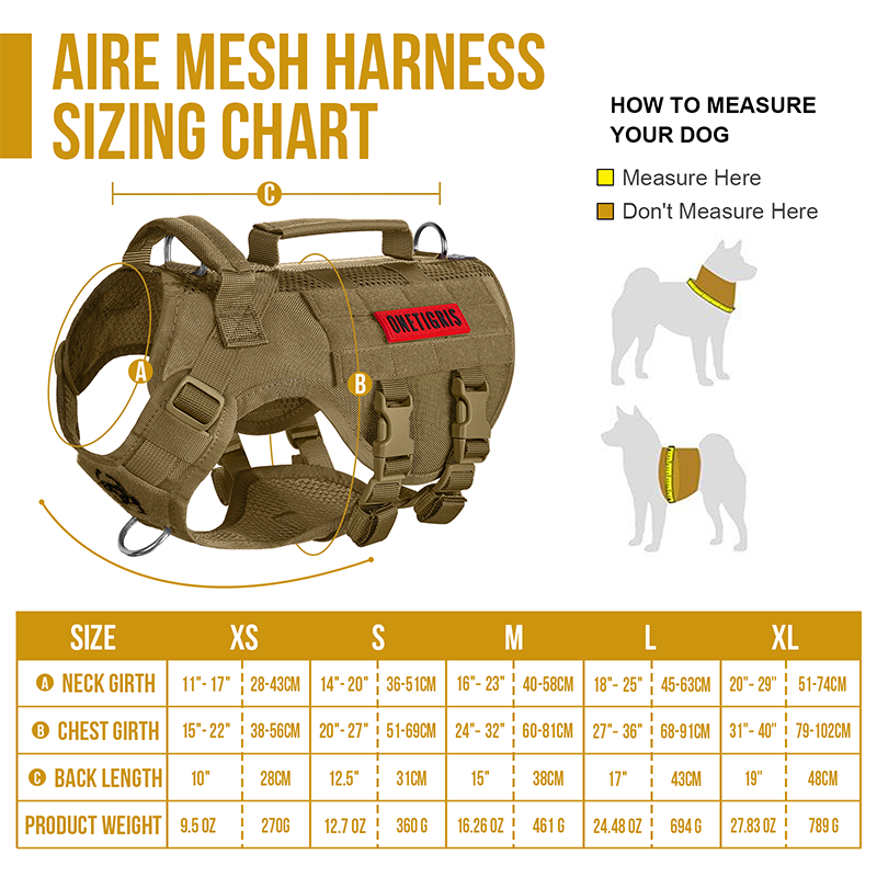 AIRE MESH COYOTE BROWN: Sizing Chart