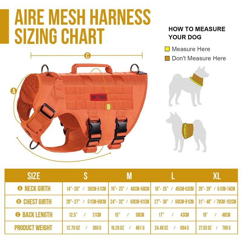 AIRE MESH ORANGE: Sizing Chart