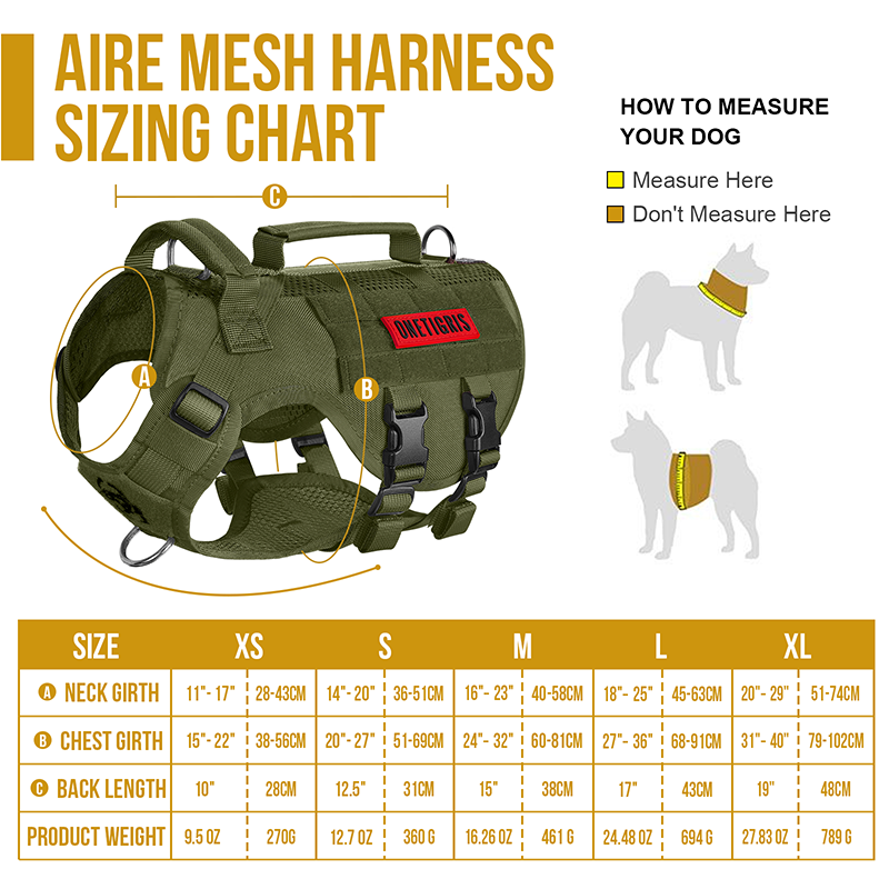 AIRE MESH RANGER GREEN: Sizing Chart