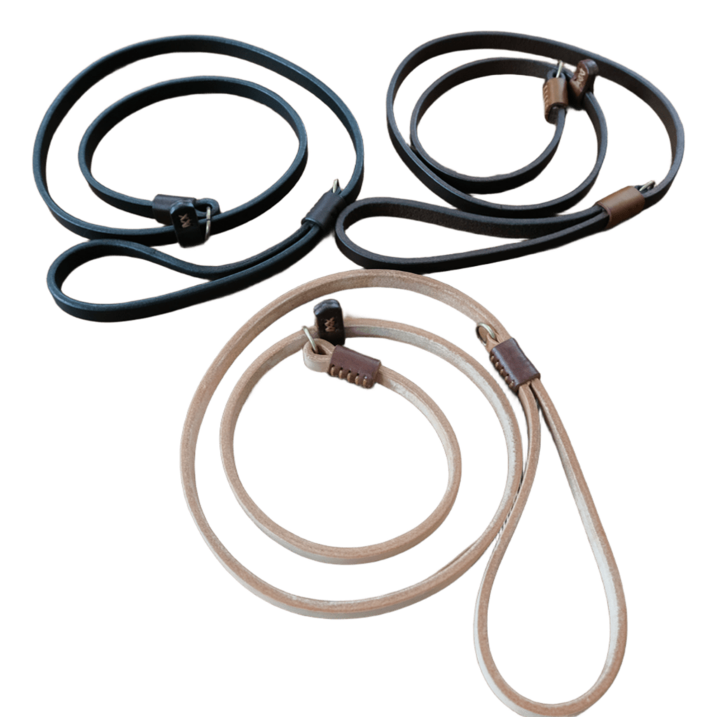 Leather Slip Leash - Tan, Brown, Black
